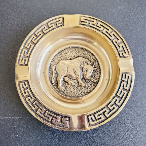Vintage Other - Vintage Chinese Zodiac Year Of The Ox Ashtray Brass Astrology New Unused